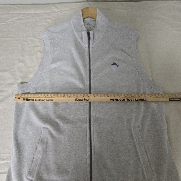 New Tommy Bahama Mens Xl Gray Zip-Up Vest - Picture 4 of 13